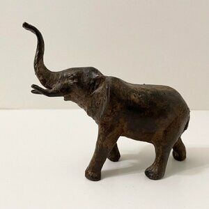 Vintage Elephant Trunk Up Metal Figurine 6 Inch Long Figure Flaws